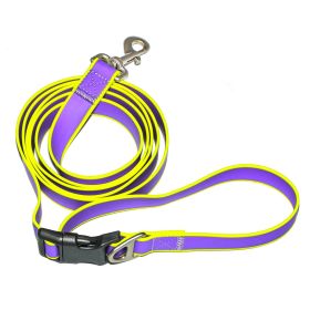 Purple & Yellow Color Block PVC Dog Leash, Waterproof Stain-Resistant, Adjustable Quick-Release Buckle, 120cm for Small & Medium Dogs